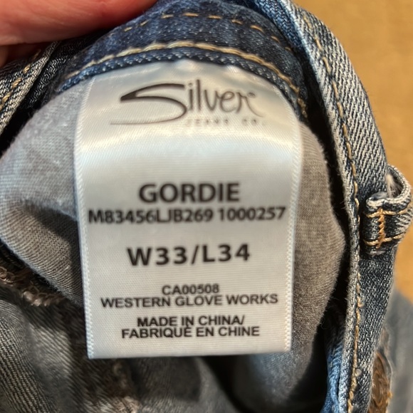 Great condition Men’s Silver Brand Gordie jeans size 33/34 - Picture 4 of 4